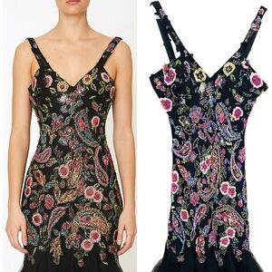 Cassandra Stone Stunning Beaded & Sequin Floral Paisley Formal‎ Dress Size 6